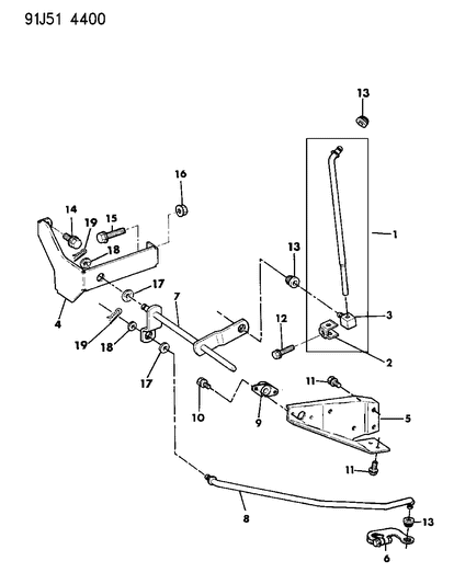 1992 Jeep Wrangler Controls, Shift, Lower Diagram