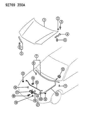 1993 Dodge Colt Hood Hinge Diagram for MB866526