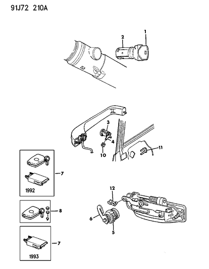 1993 Jeep Grand Cherokee Cylinder TAILGATE UNCODED Diagram for 4723319