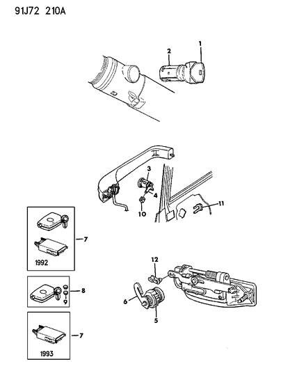 1993 Jeep Grand Cherokee Cylinder Lock-Glove Box Lock Diagram for 4746315