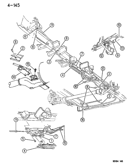 1995 Chrysler Town & Country Cables, Parking Brake Diagram