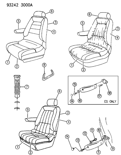 1993 Chrysler Town & Country Rear Seat Diagram 2