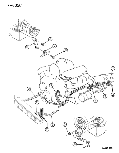 1996 Dodge Dakota Oil Cooler & Lines Diagram