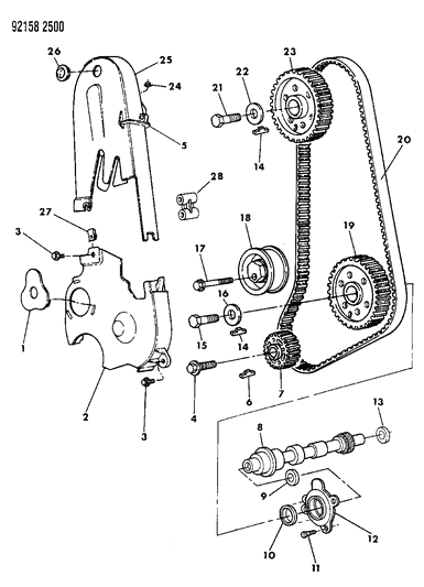 1992 Dodge Grand Caravan Timing Belt / Chain & Cover & Intermediate Shaft Diagram 1