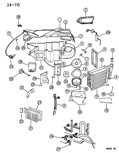 1995 Dodge Dakota EVAPORATOR-Air Conditioning Diagram for V9900008