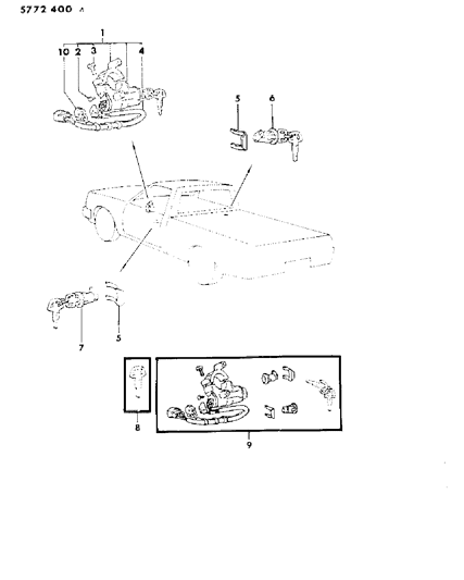 1985 Dodge Ram 50 Lock Cylinders & Keys Diagram