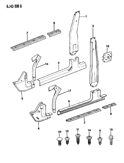 1987 Jeep Cherokee Panels - Interior Trim, Front Diagram 2