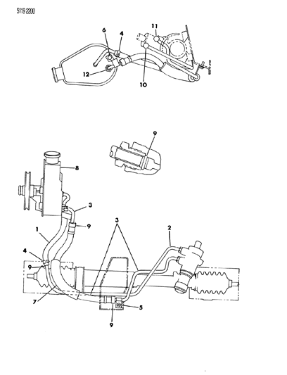 1985 Chrysler Town & Country Hose Chart - Power Steering Pump Diagram