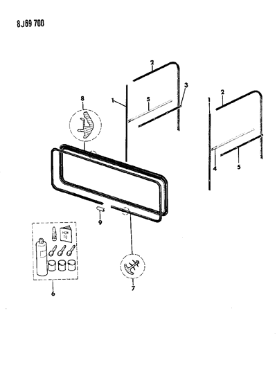 1990 Jeep Wrangler Seals - Window Diagram