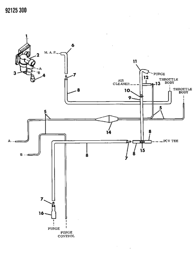 1992 Dodge Dynasty Emission Hose Harness Diagram 1