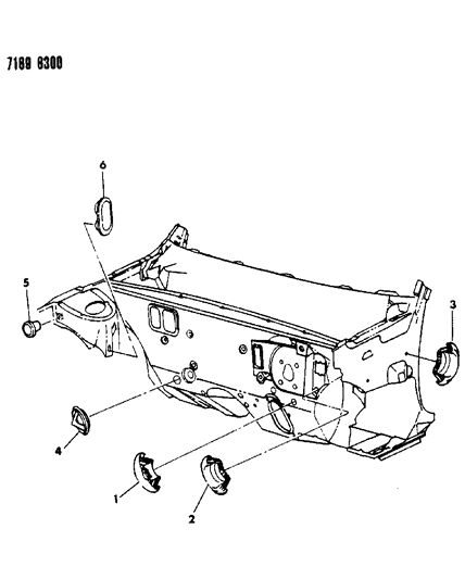 1987 Chrysler LeBaron Base Plugs Cowl And Dash Diagram