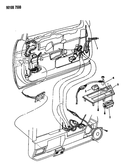 1990 Chrysler LeBaron Wiring & Switches - Front Door Diagram
