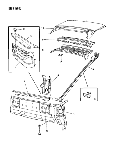 1988 Dodge Daytona Liftgate Opening Panel Diagram