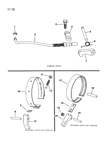 1985 Chrysler Town & Country Bands, Reverse & Kickdown With Parking Sprag Diagram