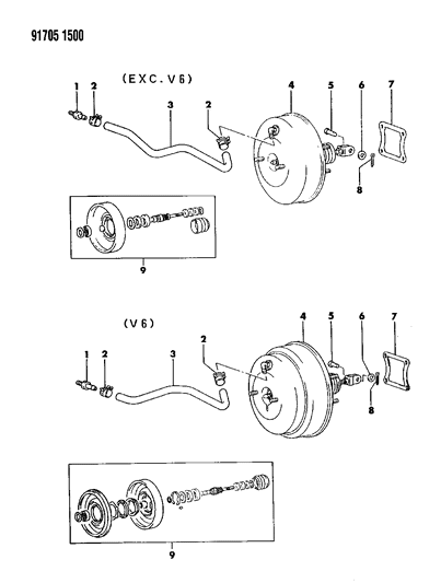 1991 Dodge Ram 50 Booster, Power Brake Diagram 1