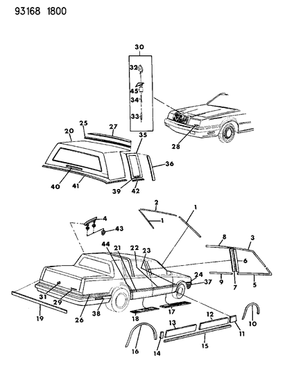 1993 Chrysler New Yorker Mouldings & Ornamentation Diagram 2