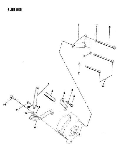 1990 Jeep Grand Wagoneer Alternator & Mounting Diagram 3