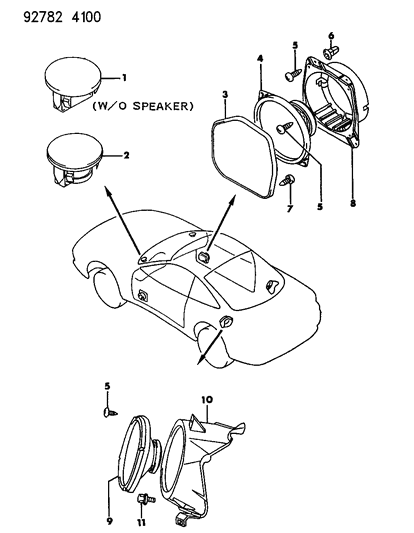 1992 Dodge Stealth Speaker H-Door Diagram for MR142013