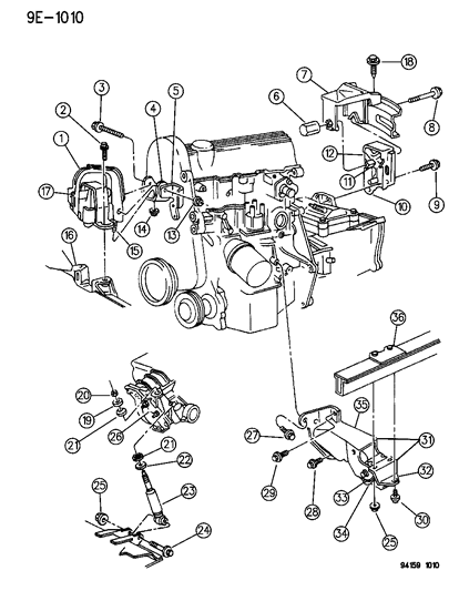 1994 Dodge Shadow Stud-Engine SUPT Ins Bracket To Engine Diagram for 6502973