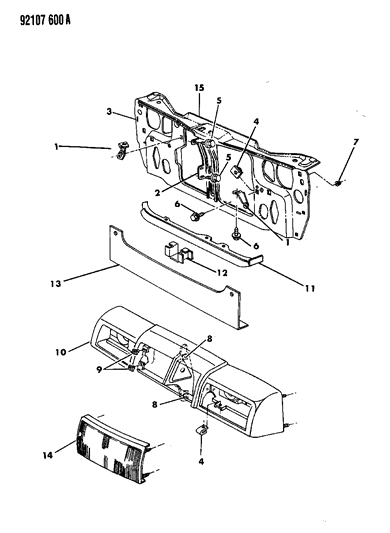 1992 Chrysler New Yorker Grille & Related Parts Diagram