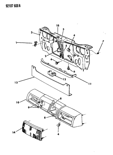 1992 Chrysler New Yorker Salon Grille & Related Parts Diagram