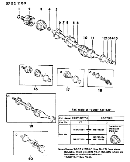 1986 Dodge Colt Axle, Front Diagram 1