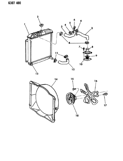 1986 Dodge Ramcharger Radiator & Related Parts Diagram 2