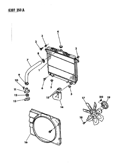 1987 Dodge Dakota Radiator & Related Parts Diagram 2