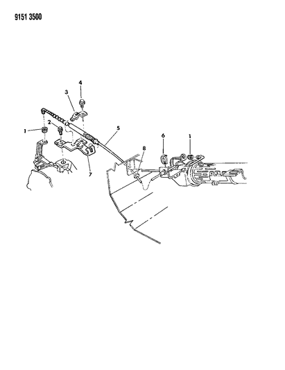 1989 Dodge Aries Controls, Gearshift, Column Shaft Diagram