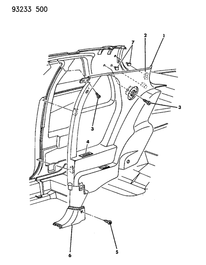 1993 Chrysler LeBaron GTC Panel - Quarter Trim Diagram 1