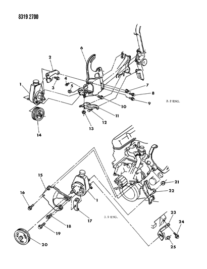 1989 Dodge Dakota Pump Mounting - Power Steering Diagram