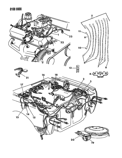 1988 Dodge Diplomat Wiring - Engine - Front End & Related Parts Diagram