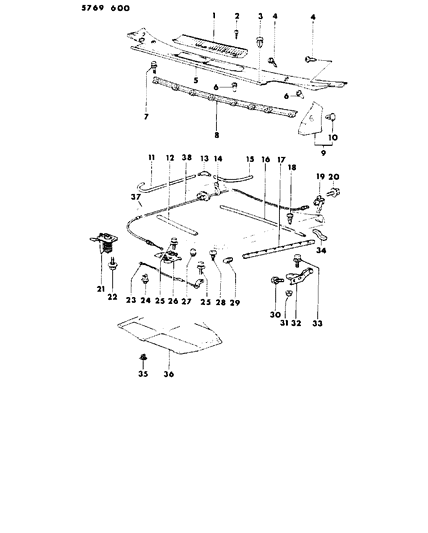 1986 Dodge Colt STOP/BUMP-Hood Diagram for MB270607