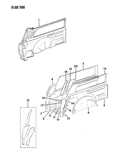 1984 Jeep Grand Wagoneer Panel Diagram for J5756110