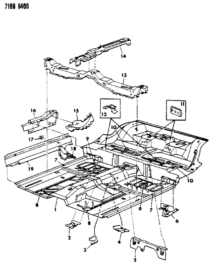 1987 Dodge Daytona Floor Pan Front Diagram