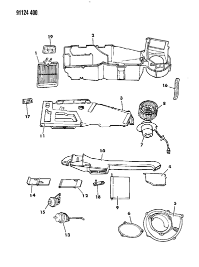 1991 Chrysler Town & Country Heater Unit Diagram 1