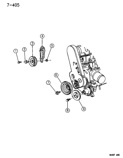 1995 Chrysler LeBaron Drive Pulleys Diagram 1