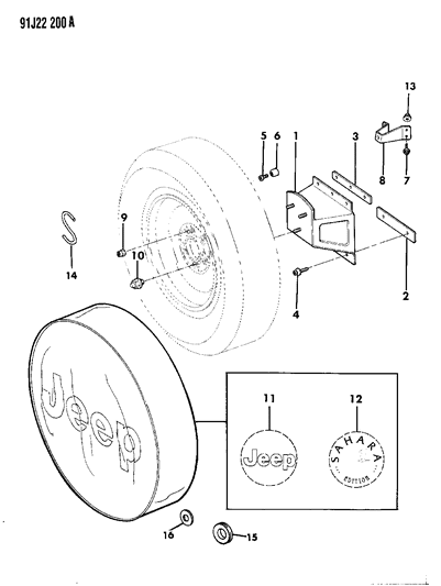 1992 Jeep Wrangler STOP/BUMPER-Spare Tire Impact Diagram for 55008263