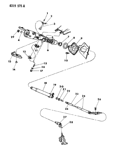 1987 Dodge Dakota Column, Steering Without Tilt Lower Diagram