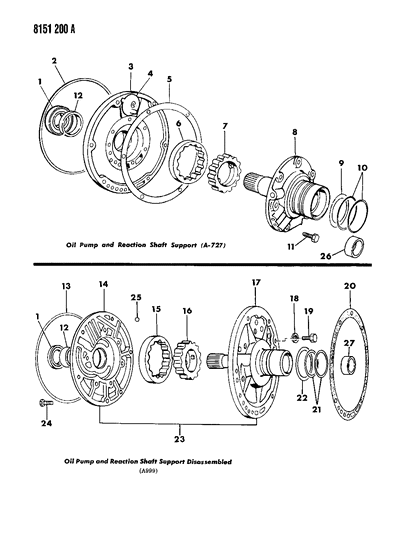 1988 Chrysler Fifth Avenue Oil Pump With Reaction Shaft Diagram