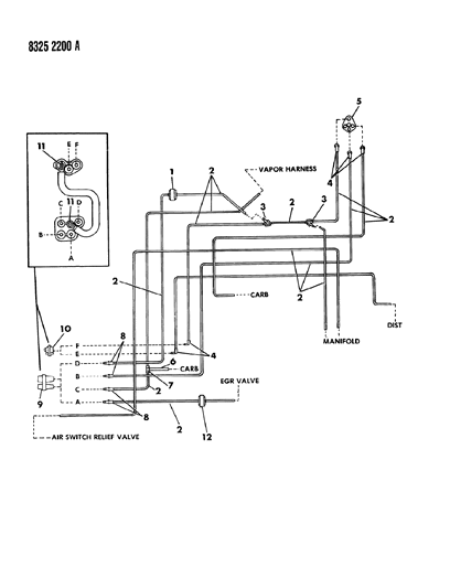 1988 Dodge Ramcharger EGR Hose Harness Diagram 1