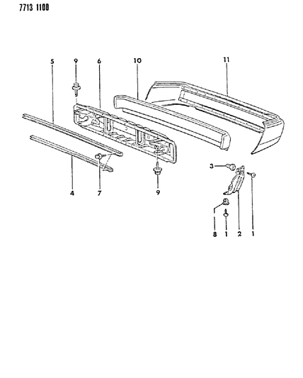 1987 Chrysler Conquest Bumper, Rear Diagram