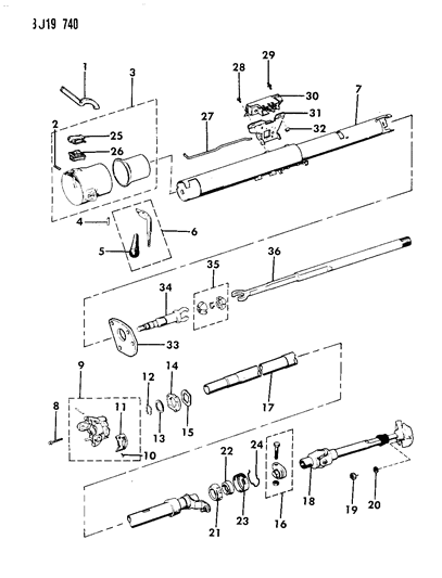 1987 Jeep J10 Housing - Steering Column Lower Diagram 1