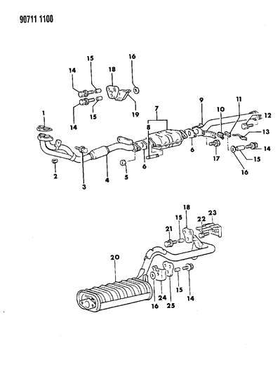 1990 Dodge Ram 50 Exhaust System Diagram 1