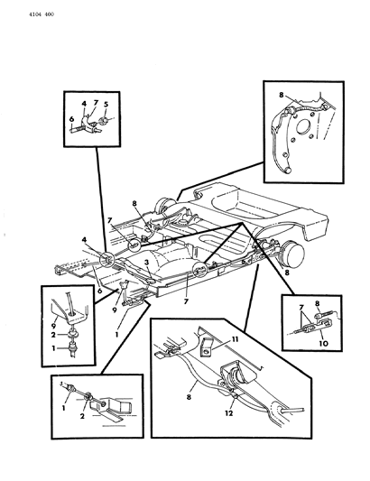 1984 Chrysler Executive Sedan Cables, Parking Brake Diagram