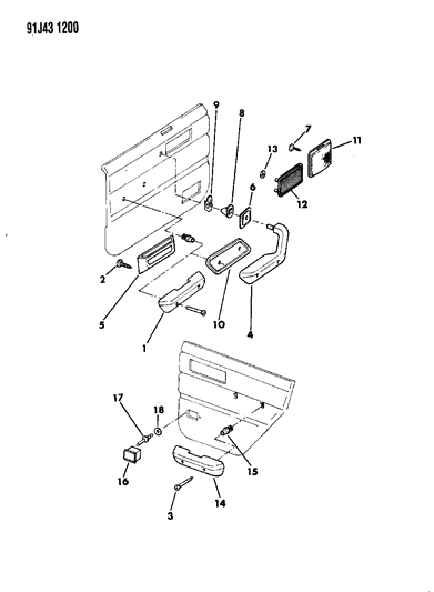 1992 Jeep Cherokee Interior Trim Parts Diagram