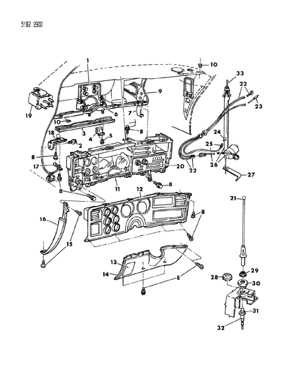 1985 Chrysler Fifth Avenue Instrument Panel Bezels & Radio Diagram