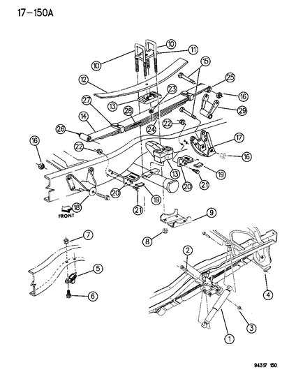 1995 Dodge Ram 3500 Suspension - Rear Leaf With Shock Absorber Diagram