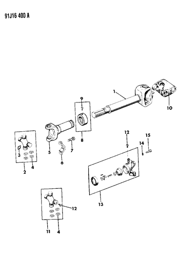 1991 Jeep Grand Wagoneer Front Propeller Shaft Diagram