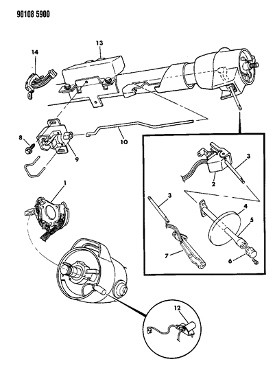 1990 Chrysler Imperial Switches - Turn Signal & Hazard Warning Diagram